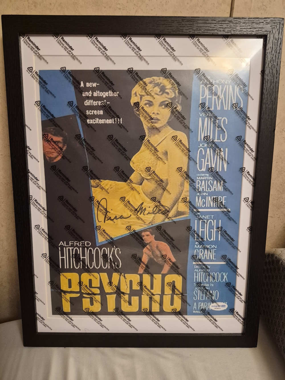 Vera Miles Autographed "Psycho" Alfred Hitchcock Framed Movie Poster (11×14)